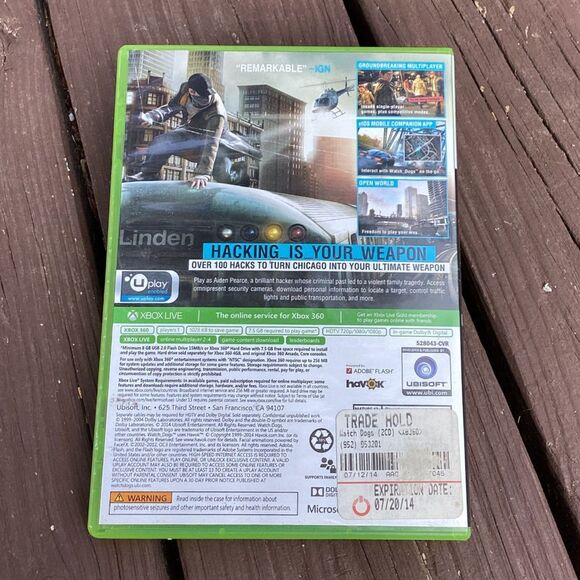 Watch Dogs (Xbox 360) 2-Disc Complete CIB – Ubisoft 2014 Tested &‎ Working - Picture 4 of 4
